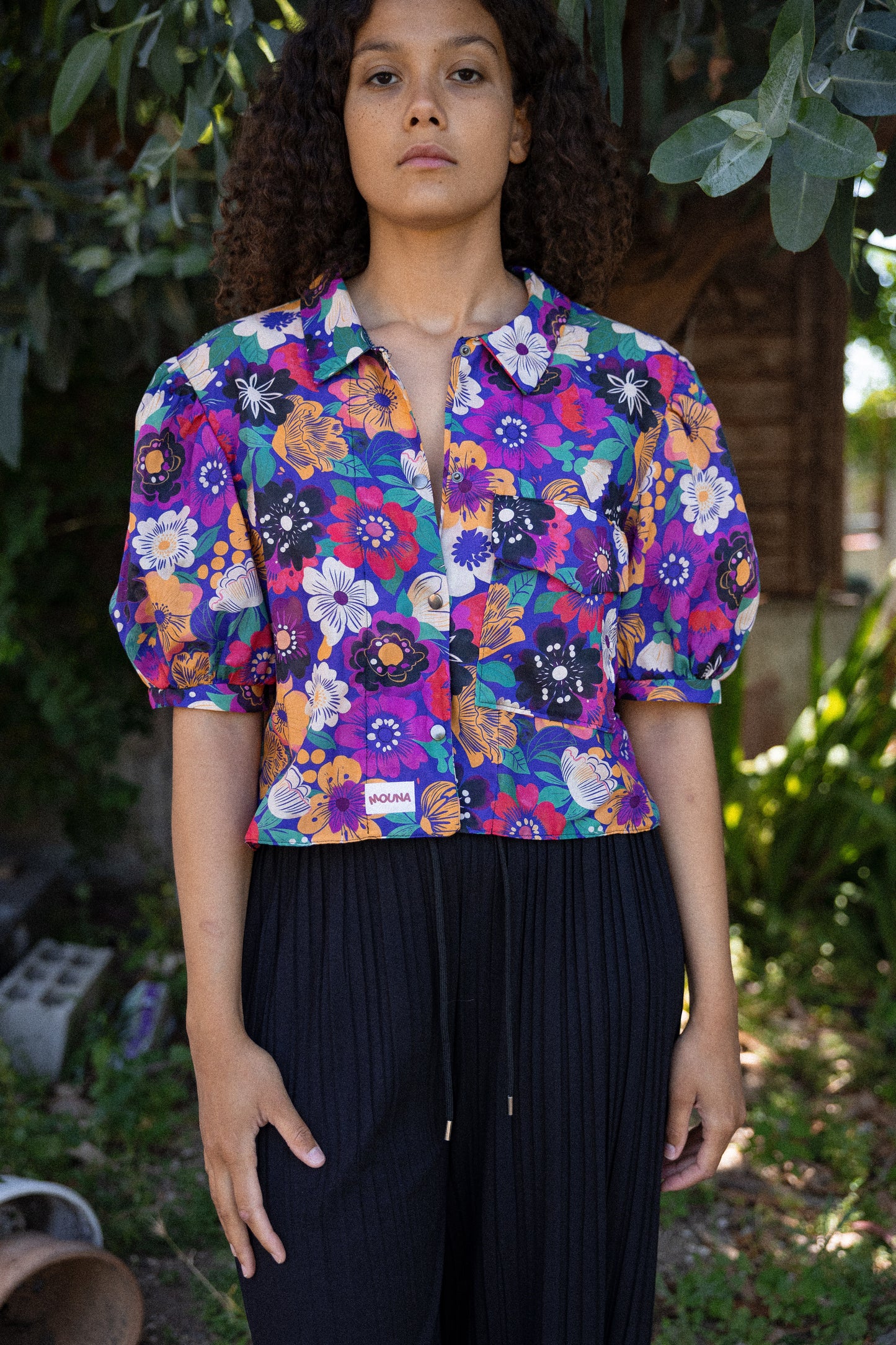 chemise crop courte manche bouffante