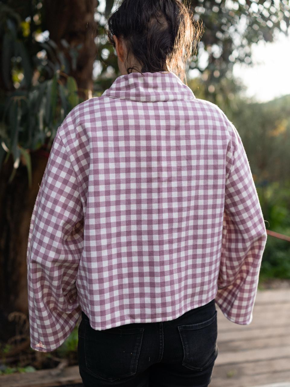 CHEMISE COURTE MANCHE LONGUE FLANELLE IMPRIMÉ VICHY