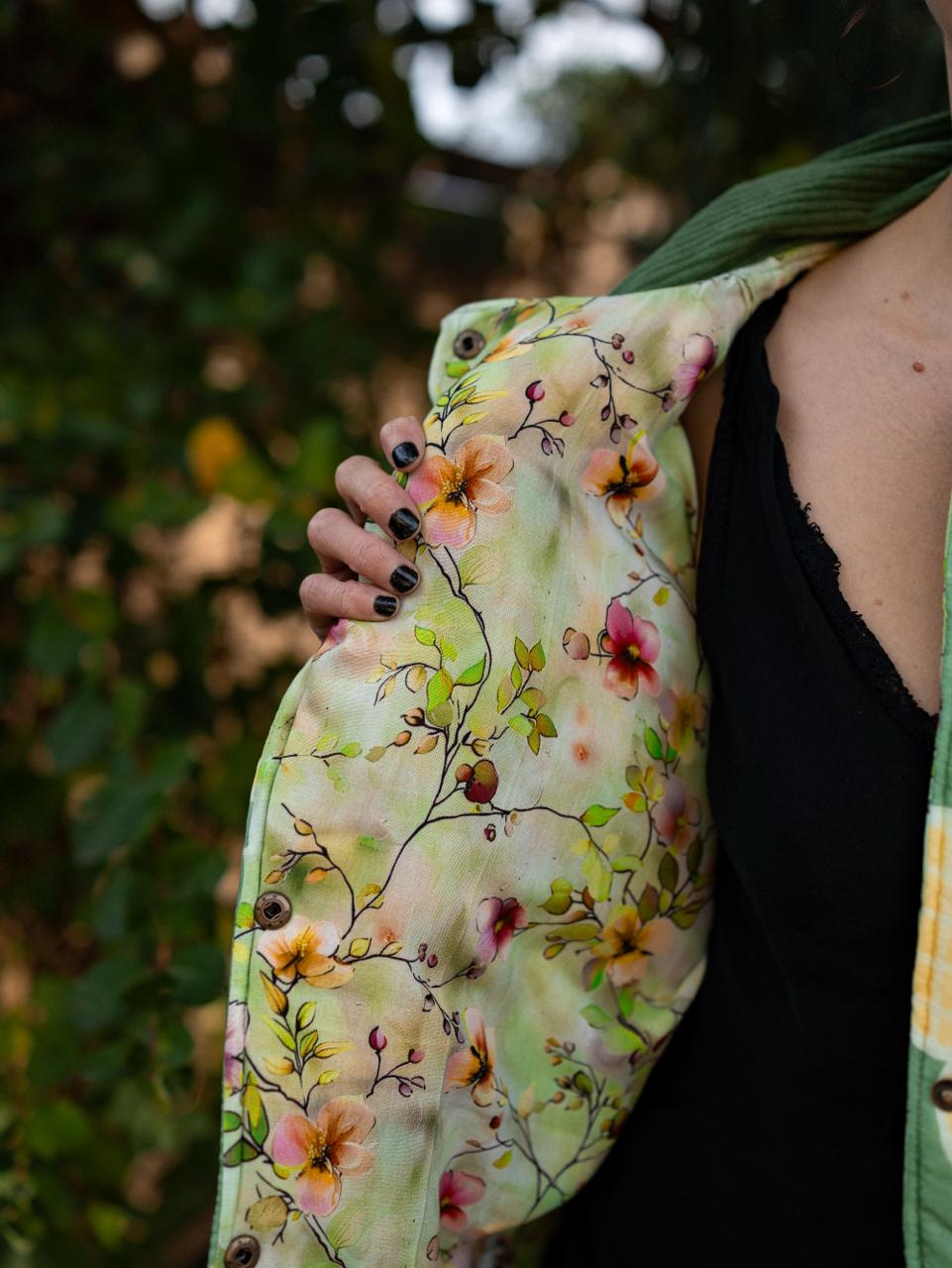 VESTE BLOUSON DOUDOUNE MATELASSÉE IMPRIMÉ GRANDES FLEURS - VINTAGE
