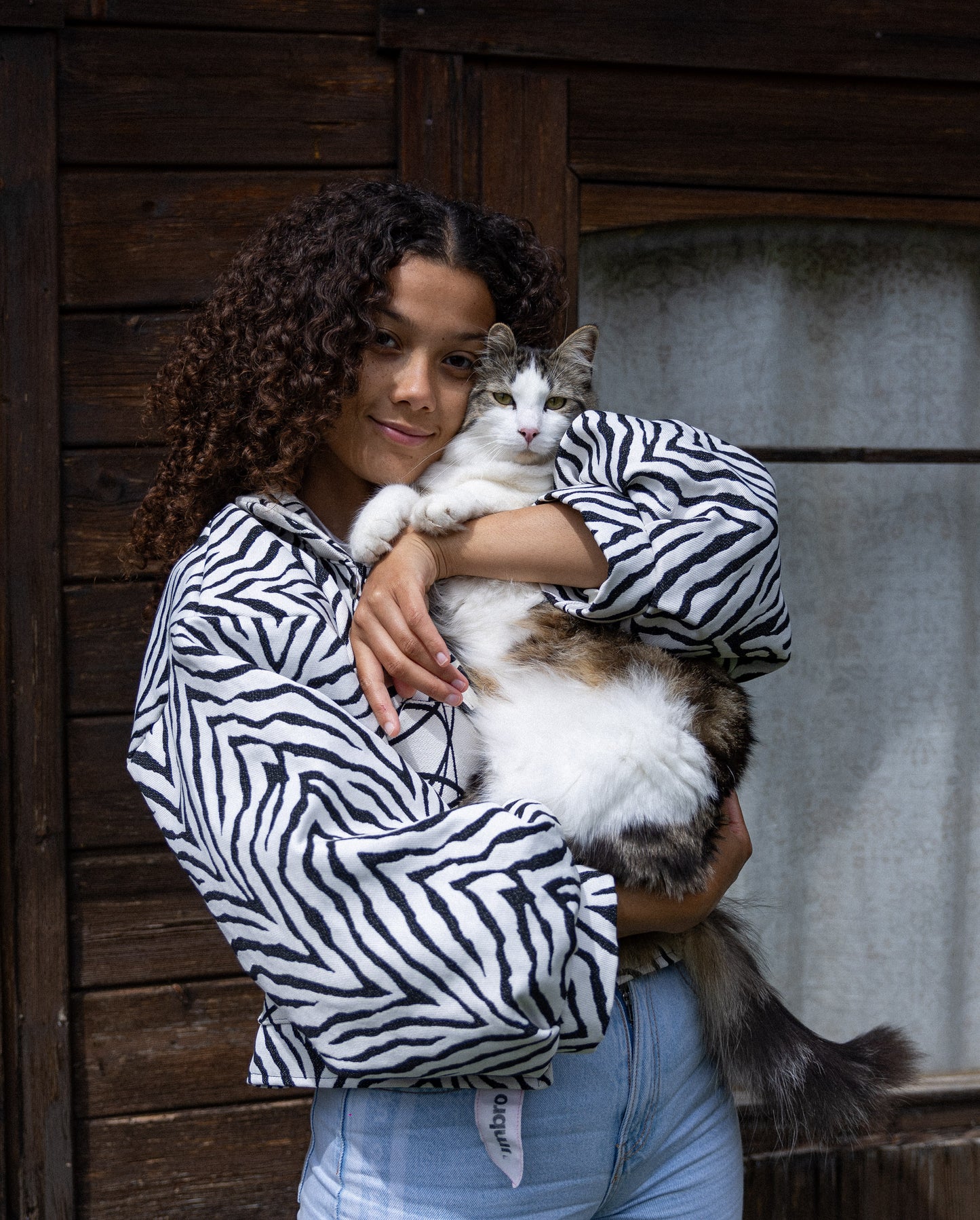 Veste blouson courte imprimé zebre