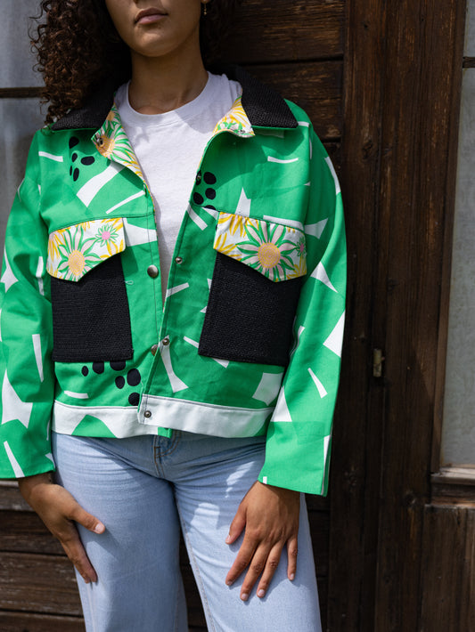 Veste droite feuillage vert