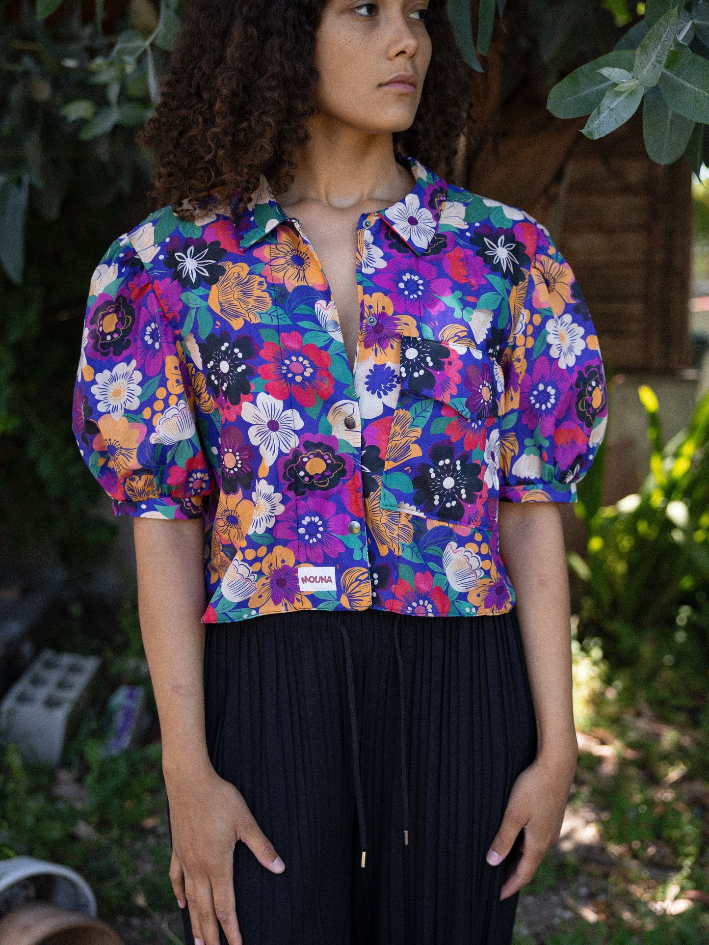 chemise crop courte manche bouffante