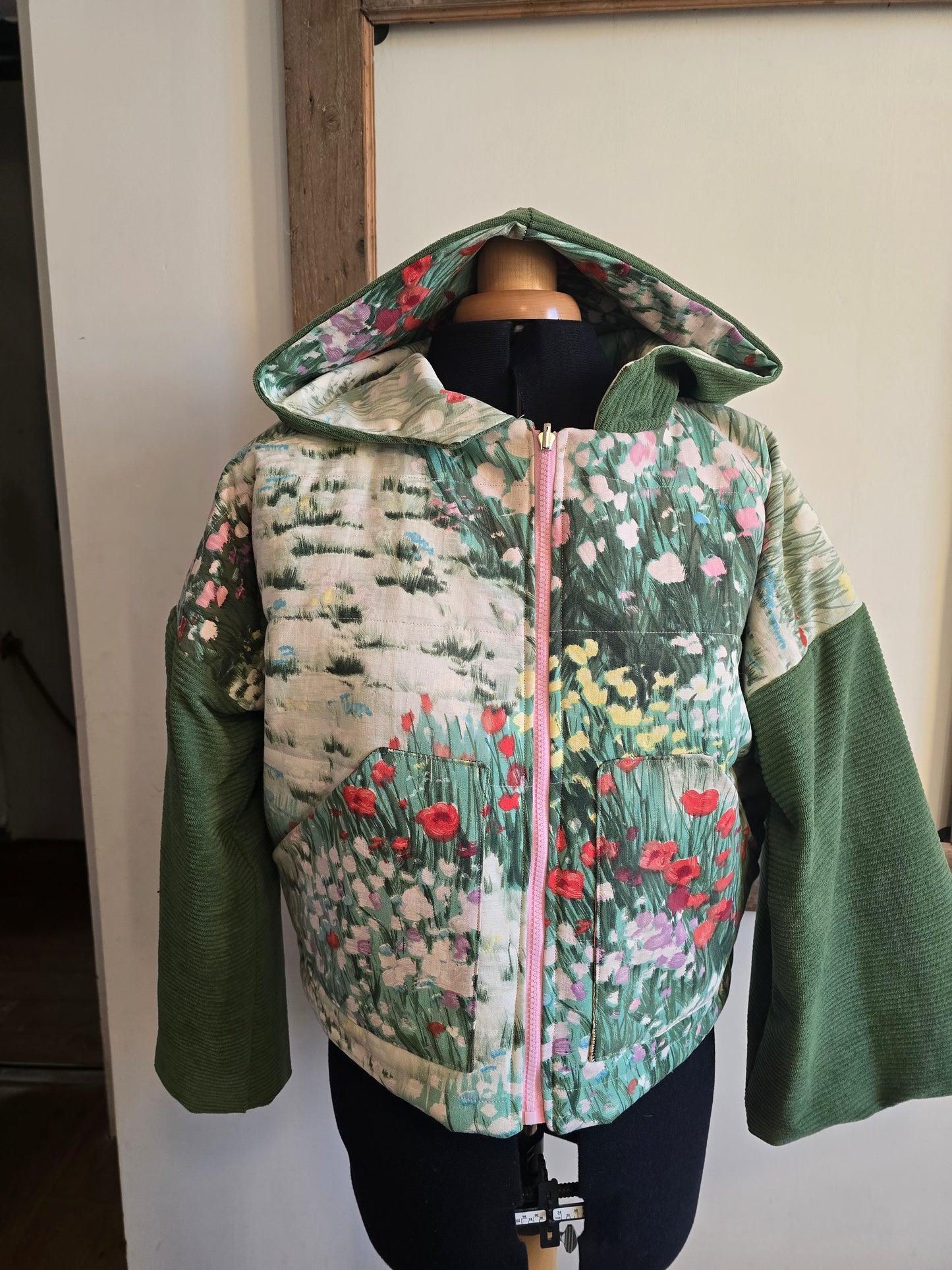 VESTE BLOUSON À CAPUCHE MATELASSÉ IMPRIME PRAIRIE