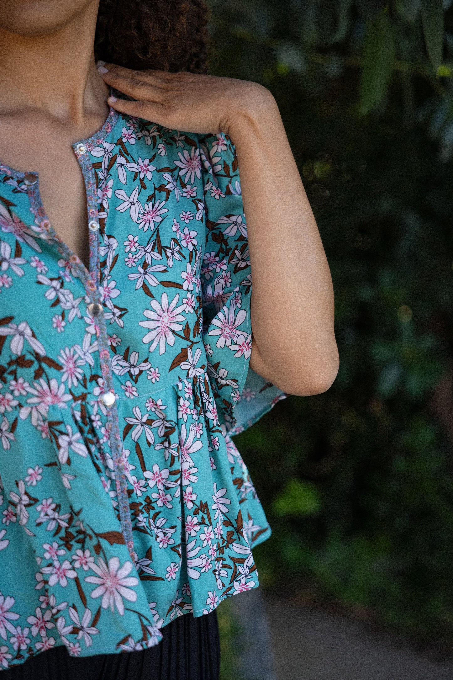 blouse à basque manche bouffante viscose