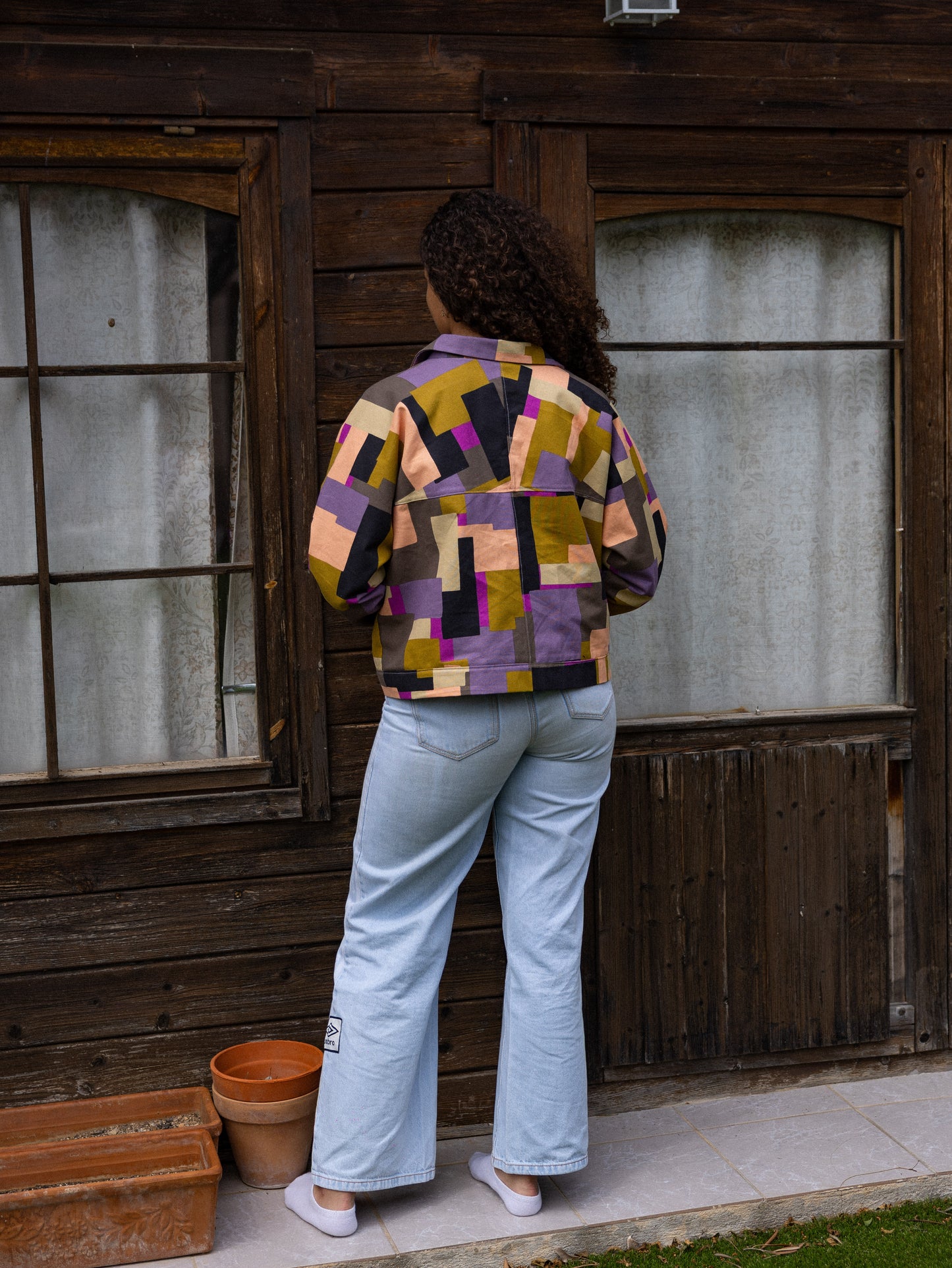 Veste droite imprimé géométrique