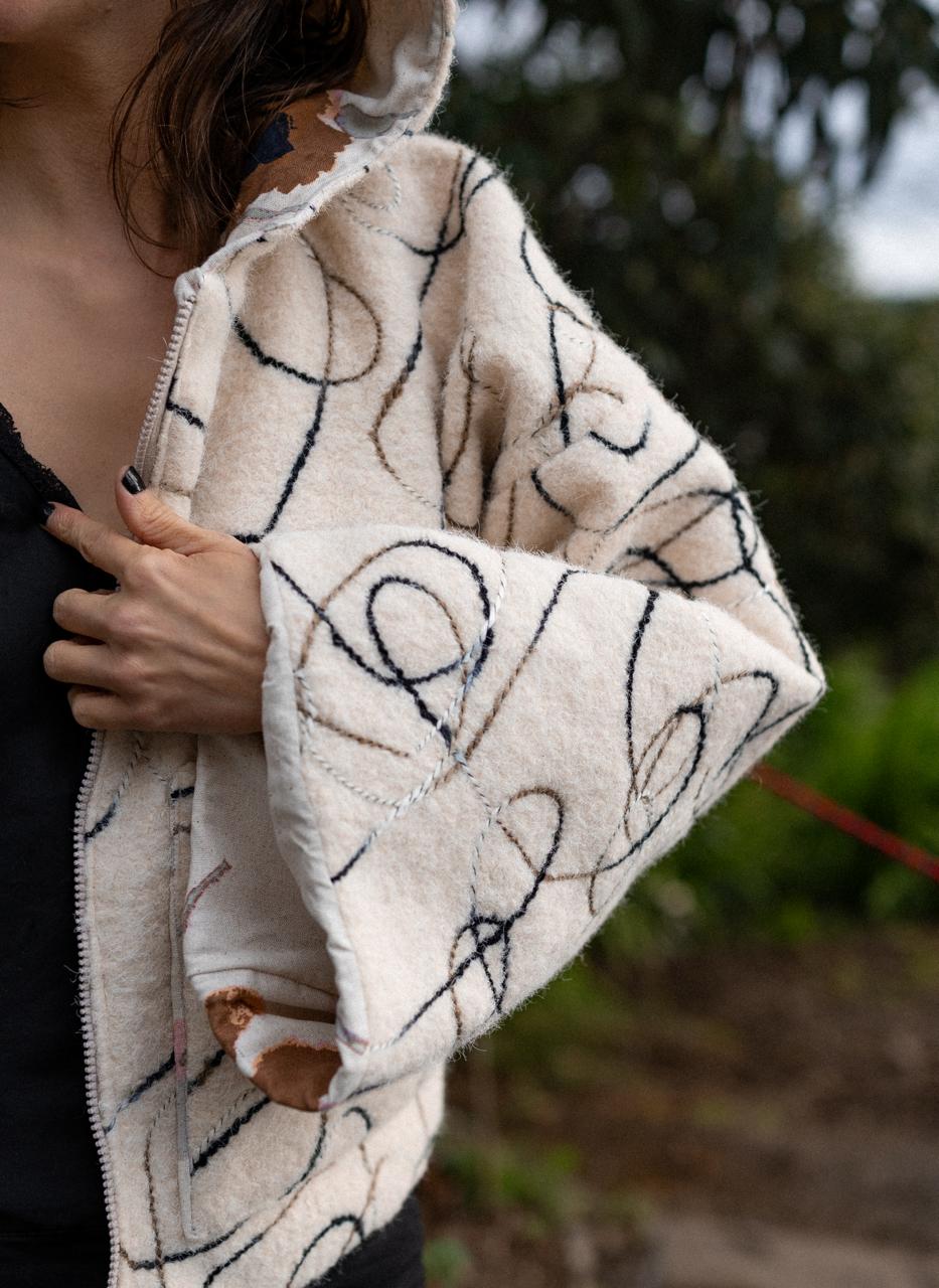 VESTE BLOUSON RÉVERSIBLE À CAPUCHE LAINAGE TEXTURÉ