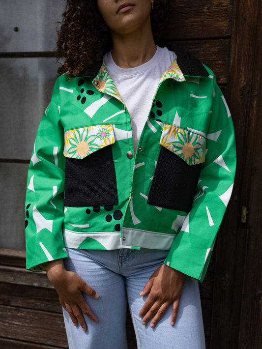 Veste droite feuillage vert