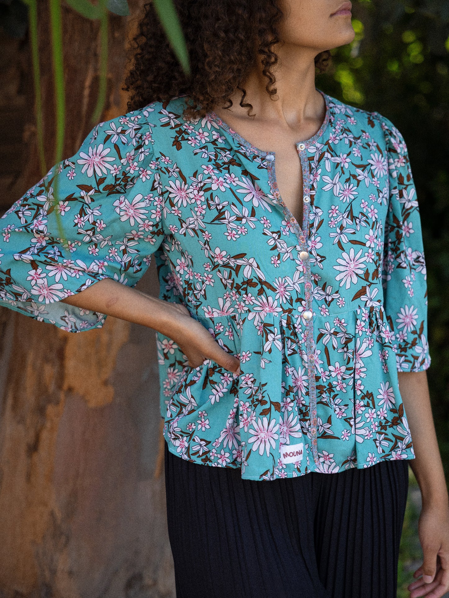 blouse à basque manche bouffante viscose