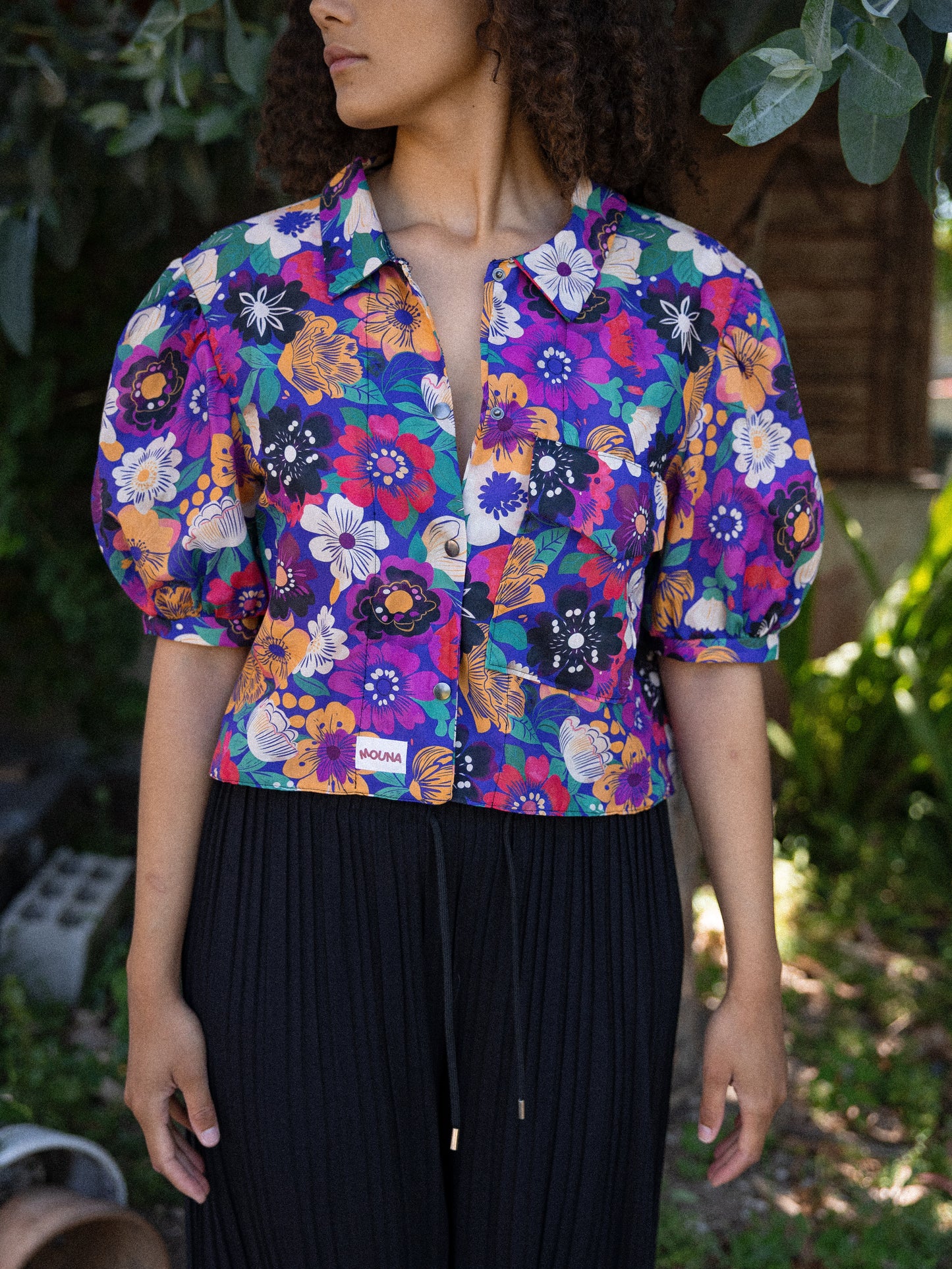 chemise crop courte manche bouffante