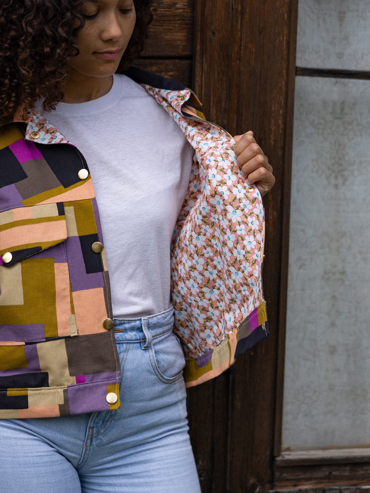 Veste droite imprimé géométrique