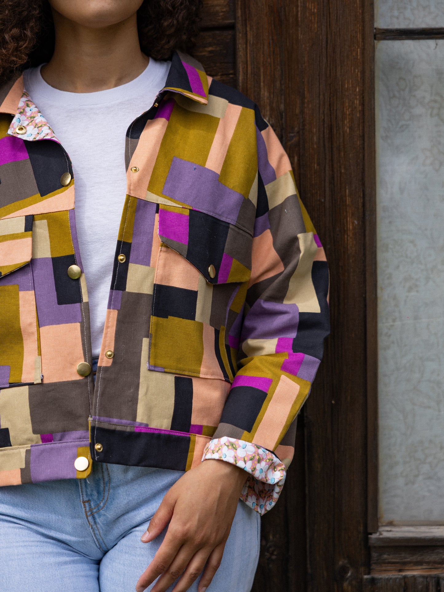 Veste droite imprimé géométrique