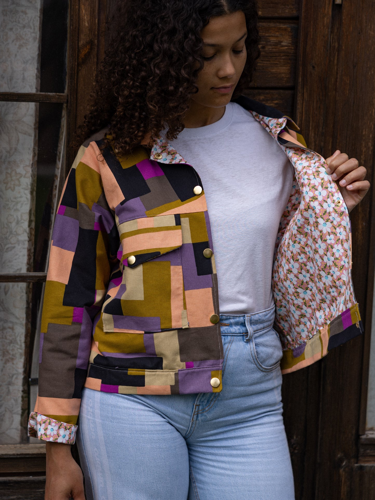 Veste droite imprimé géométrique