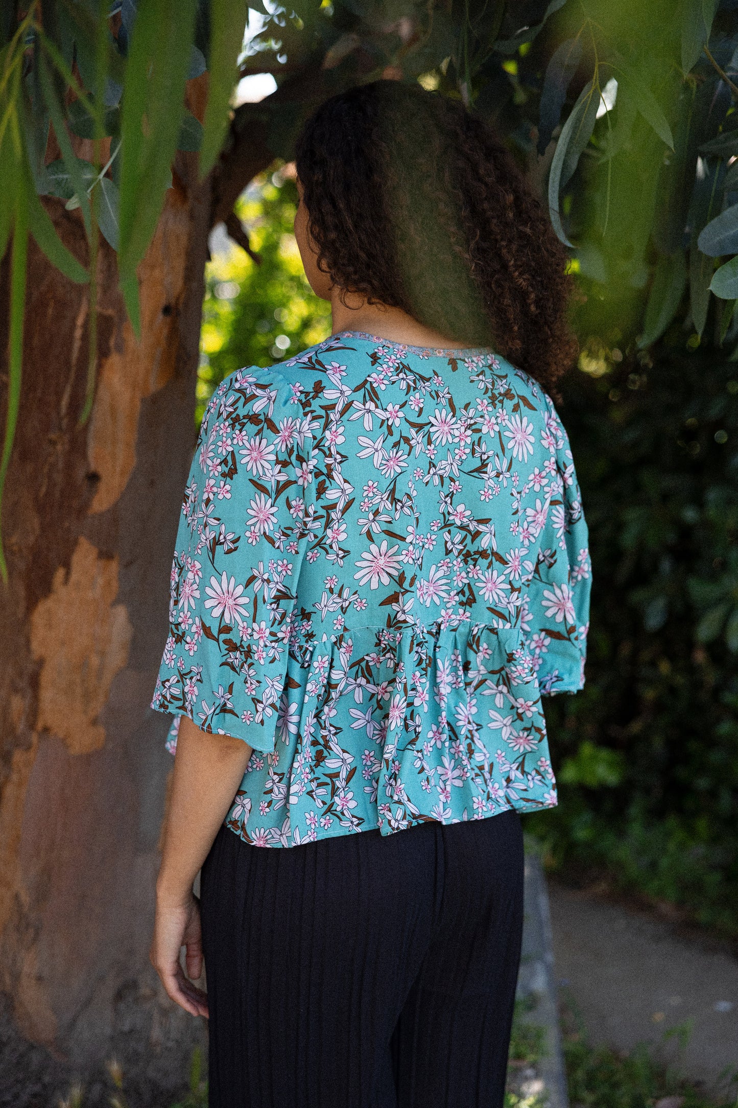 blouse à basque manche bouffante viscose