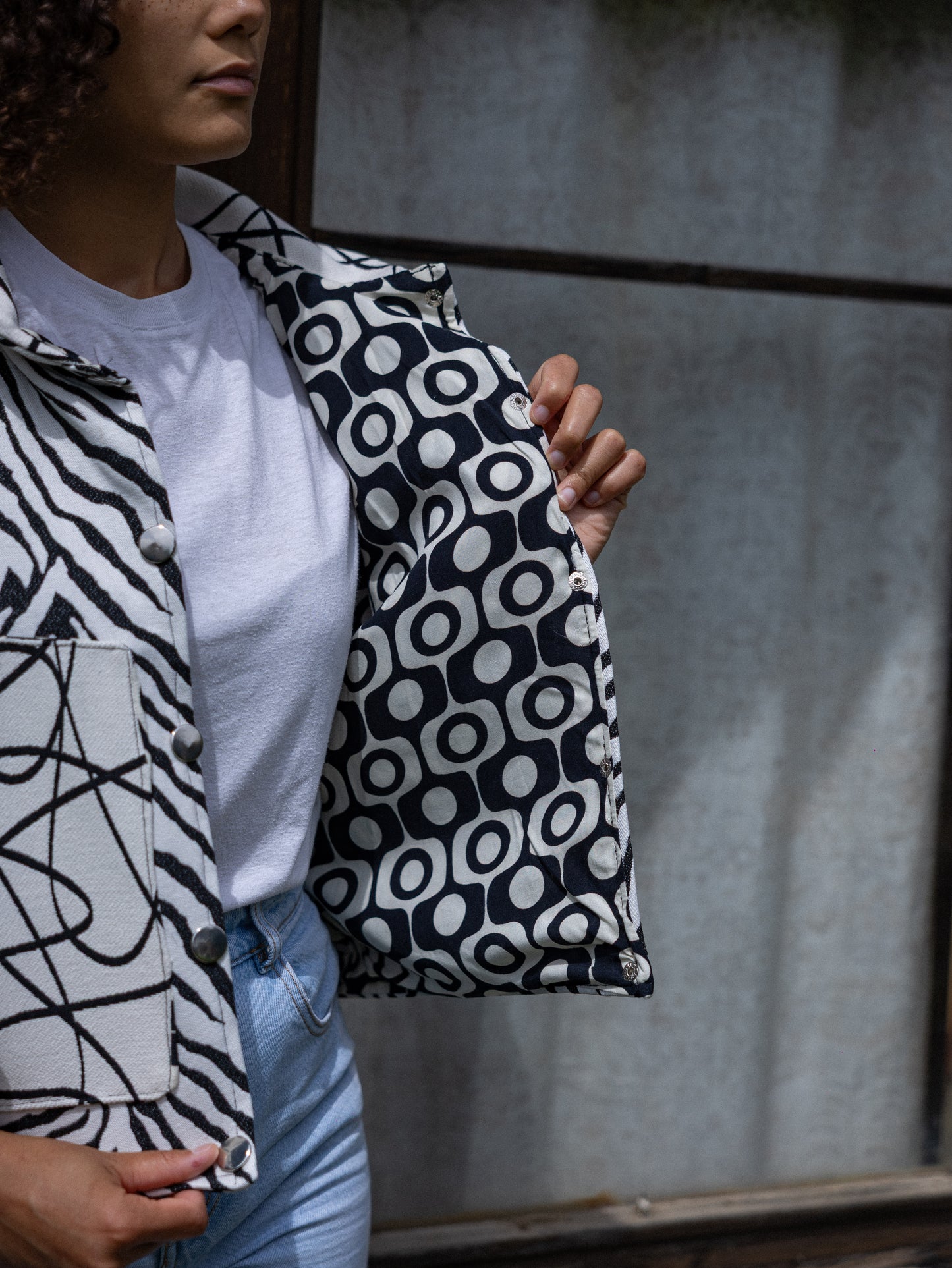 Veste blouson courte imprimé zebre
