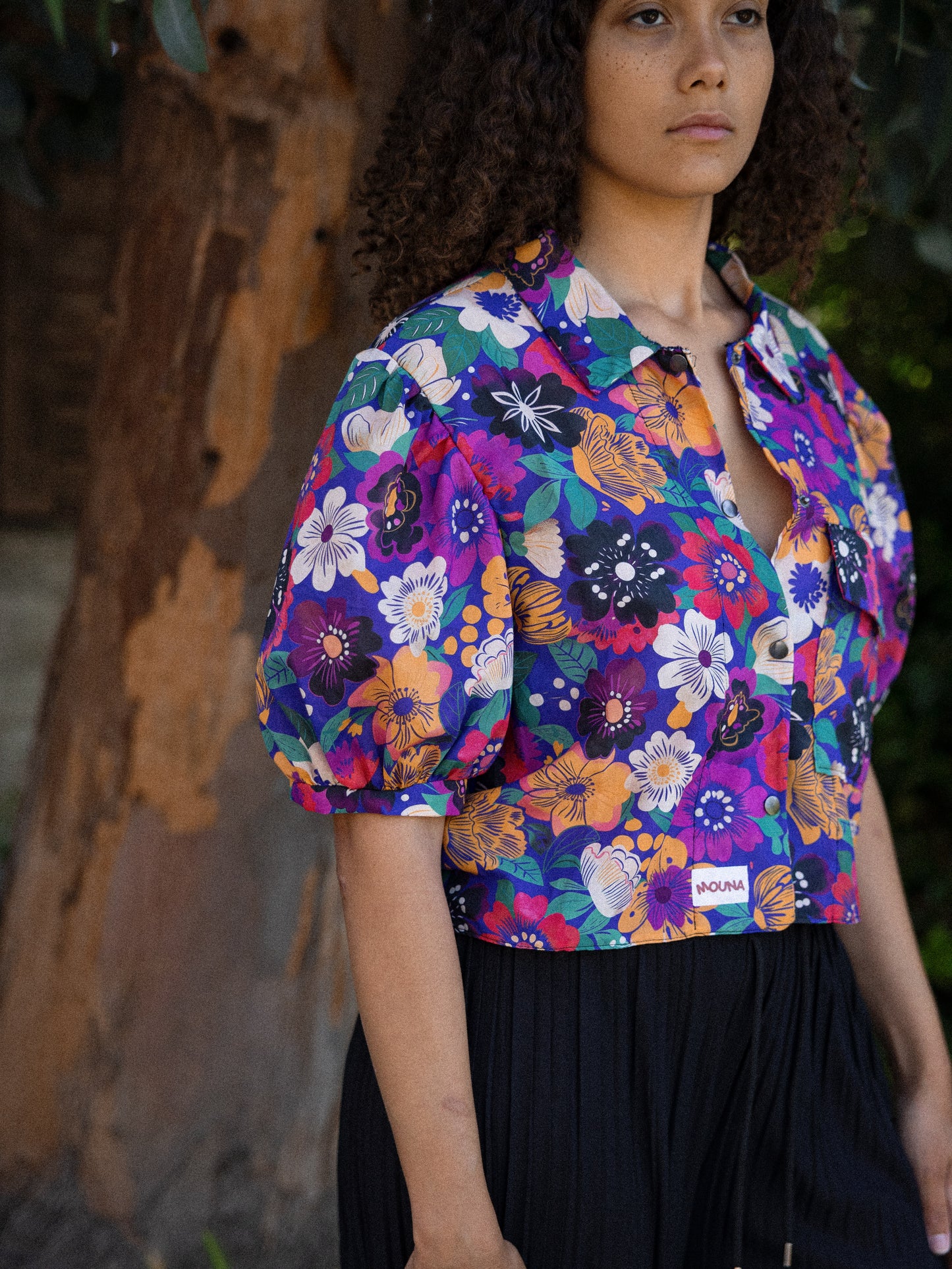 chemise crop courte manche bouffante