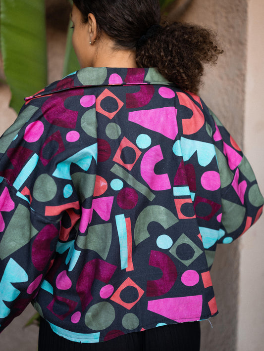 VESTE BLOUSON IMPRIMÉ GÉOMÉTRIQUE