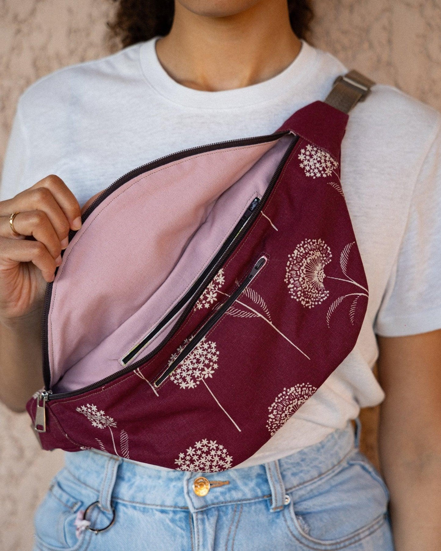 sac banane XL imprimé fleur pissenlit - Mouna | Mode Éco-Responsable Vestes & Sacs Uniques, Faits Main