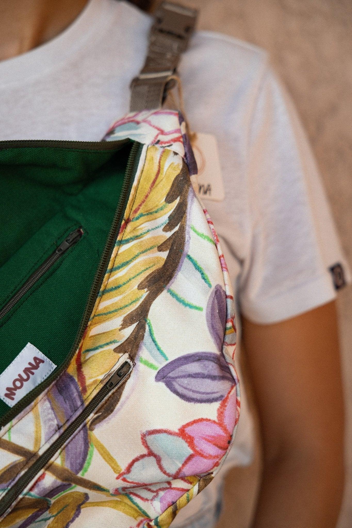 sac banane XL imprimé végétal - Mouna | Mode Éco-Responsable Vestes & Sacs Uniques, Faits Main