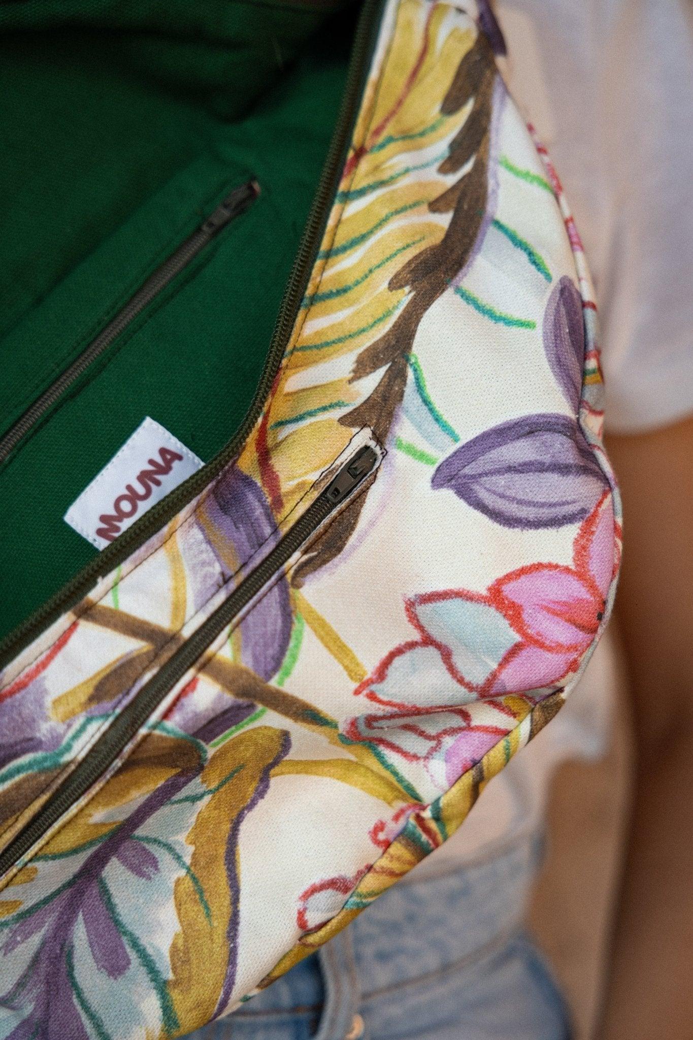 sac banane XL imprimé végétal - Mouna | Mode Éco-Responsable Vestes & Sacs Uniques, Faits Main