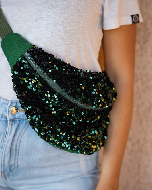 sac banane XL sequin vert - Mouna | Mode Éco-Responsable Vestes & Sacs Uniques, Faits Main