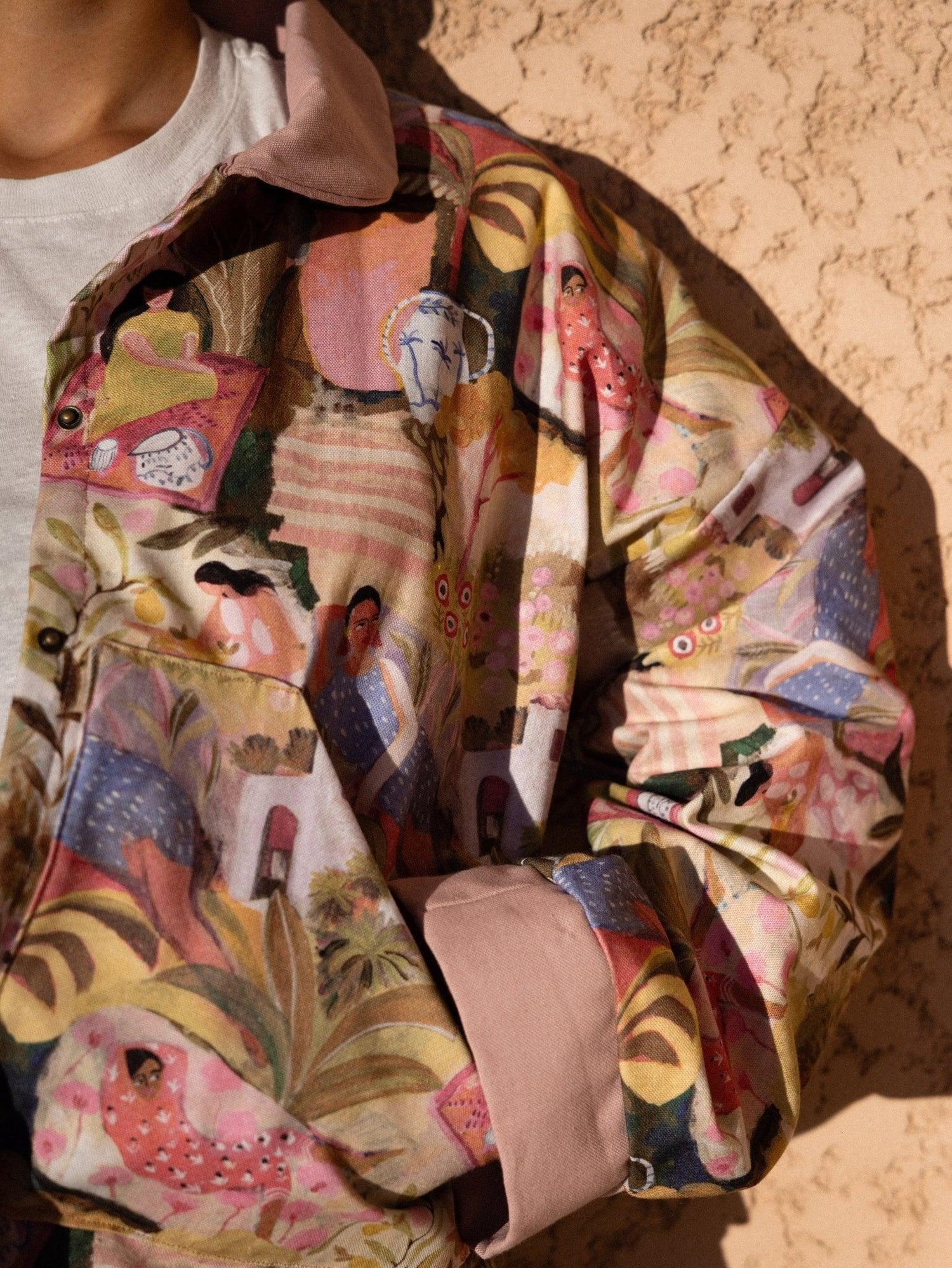 Veste blouson courte- Coton canvas - la sieste rose - Mouna | Mode Éco-Responsable Vestes & Sacs Uniques, Faits Main