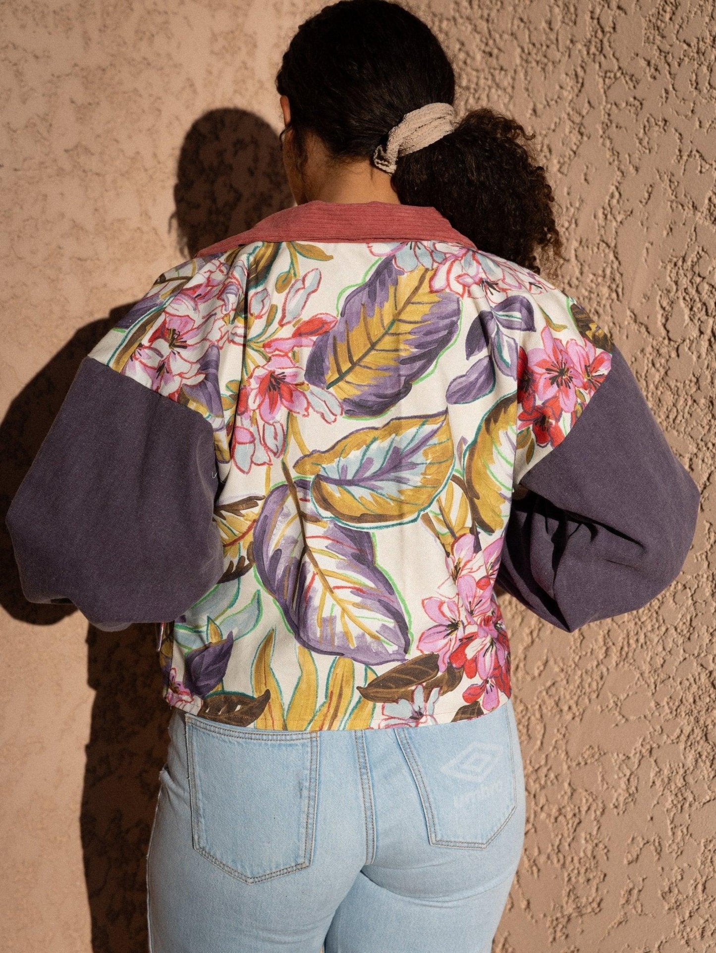 Veste blouson courte- Coton épais motifs floraux - Mouna | Mode Éco-Responsable Vestes & Sacs Uniques, Faits Main