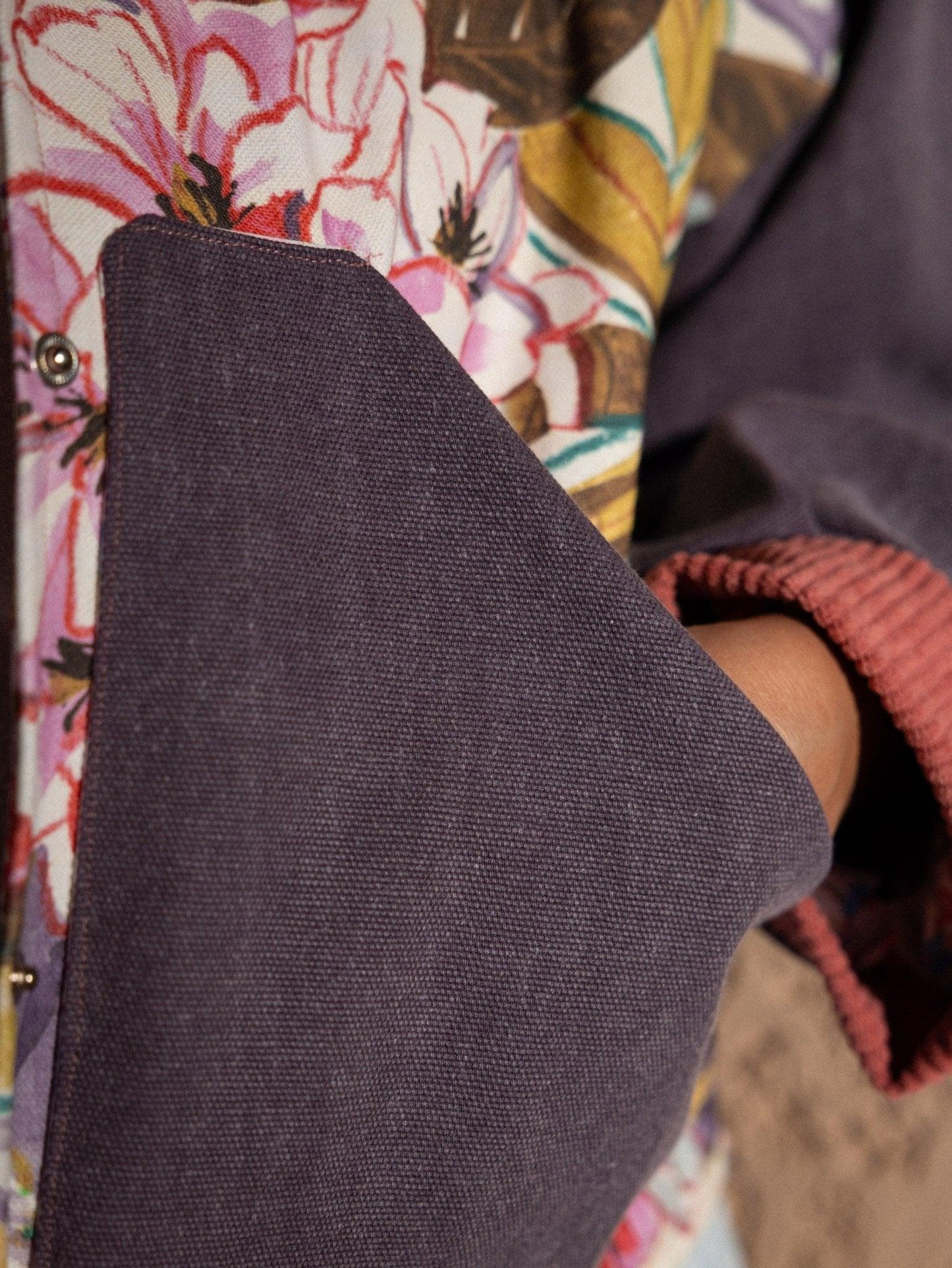 Veste blouson courte- Coton épais motifs floraux - Mouna | Mode Éco-Responsable Vestes & Sacs Uniques, Faits Main