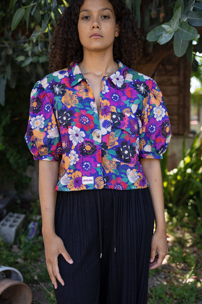 chemise crop courte manche bouffante