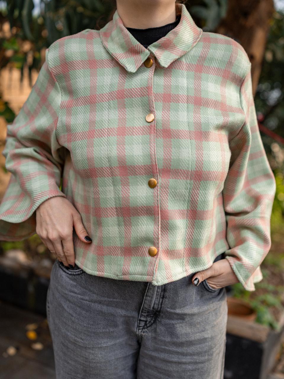 CHEMISE COURTE DRAP DE LAINE À CARREAUX