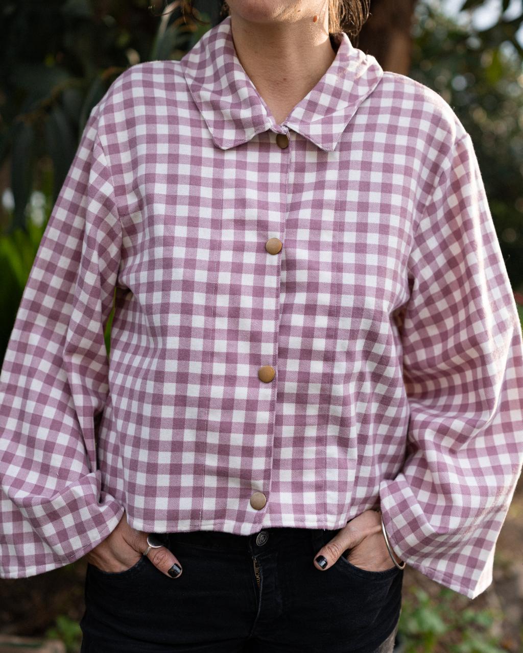 CHEMISE COURTE MANCHE LONGUE FLANELLE IMPRIMÉ VICHY