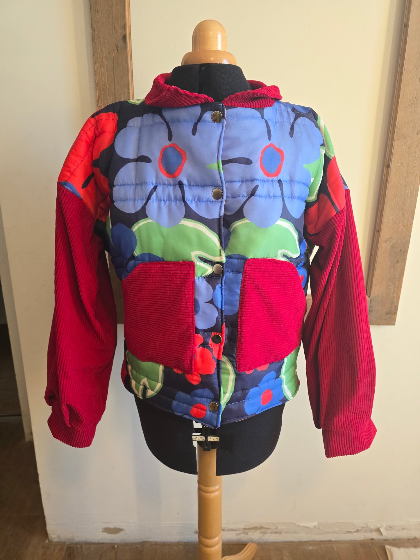 VESTE BLOUSON DOUDOUNE MATELASSÉE IMPRIMÉ GRANDES FLEURS