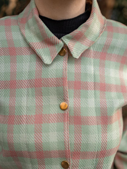 CHEMISE COURTE DRAP DE LAINE À CARREAUX
