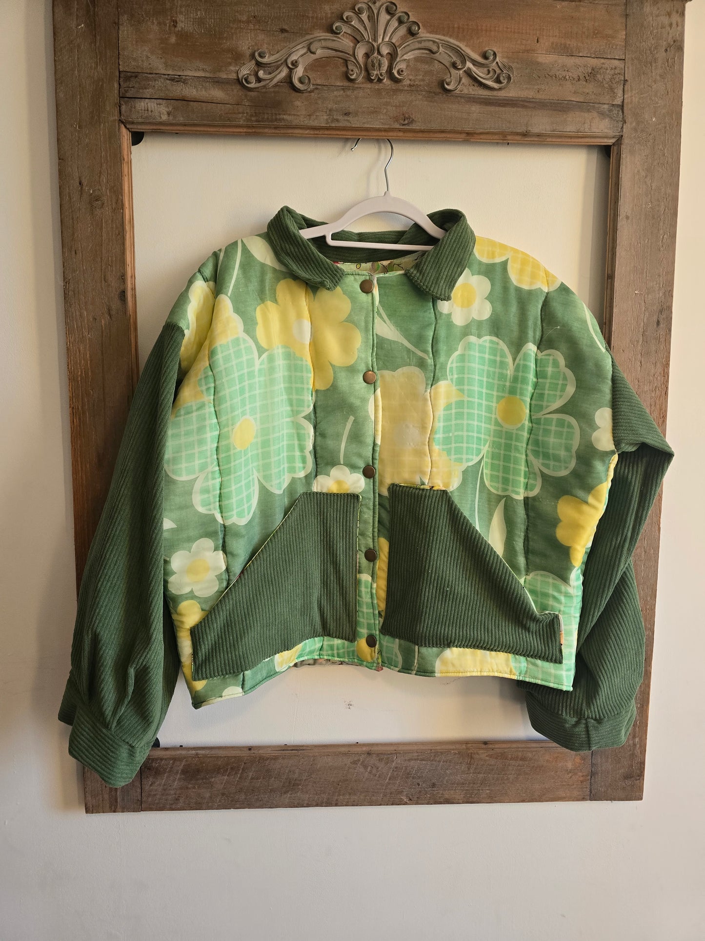 VESTE BLOUSON DOUDOUNE MATELASSÉE IMPRIMÉ GRANDES FLEURS - VINTAGE