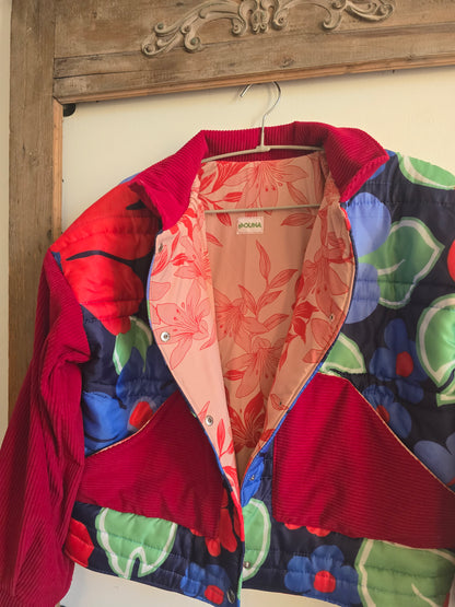 VESTE BLOUSON DOUDOUNE MATELASSÉE IMPRIMÉ GRANDES FLEURS