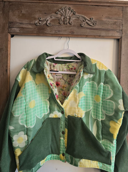 VESTE BLOUSON DOUDOUNE MATELASSÉE IMPRIMÉ GRANDES FLEURS - VINTAGE