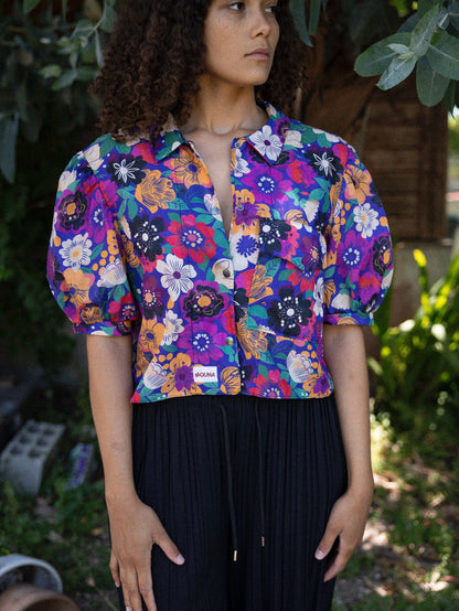 chemise crop courte manche bouffante