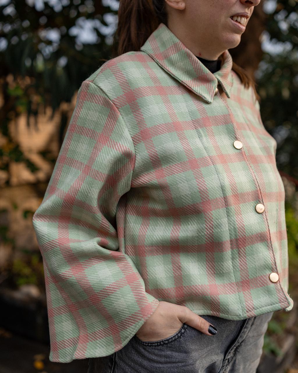 CHEMISE COURTE DRAP DE LAINE À CARREAUX