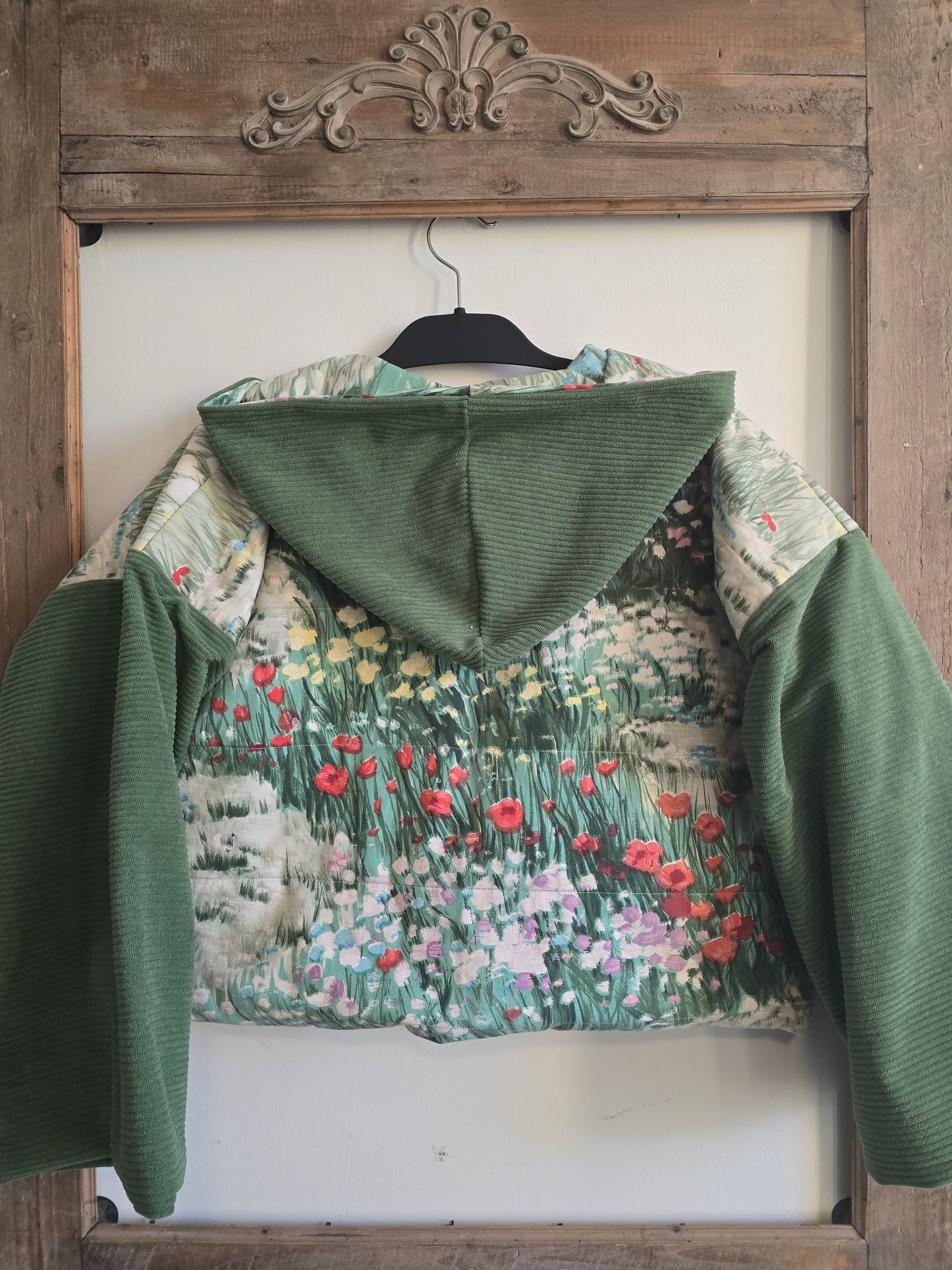 VESTE BLOUSON À CAPUCHE MATELASSÉ IMPRIME PRAIRIE