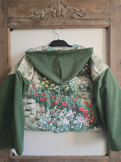 VESTE BLOUSON À CAPUCHE MATELASSÉ IMPRIME PRAIRIE