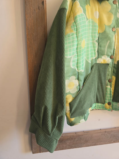 VESTE BLOUSON DOUDOUNE MATELASSÉE IMPRIMÉ GRANDES FLEURS - VINTAGE