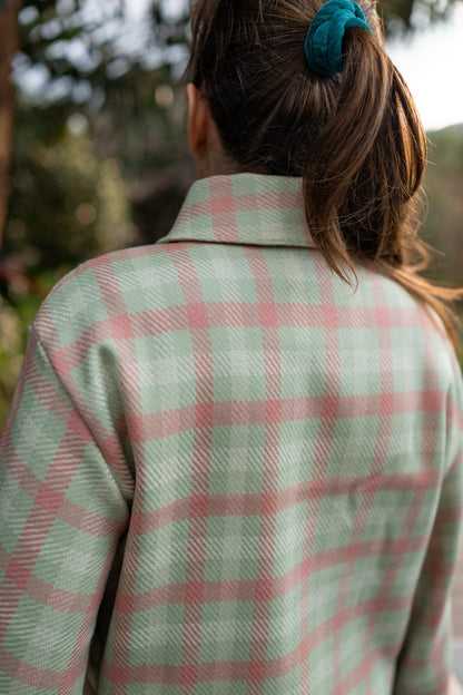 CHEMISE COURTE DRAP DE LAINE À CARREAUX