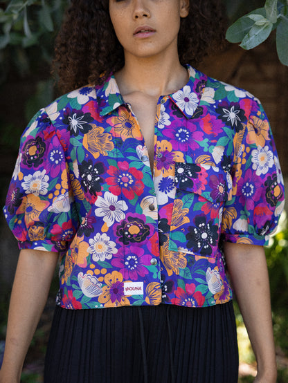 chemise crop courte manche bouffante
